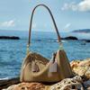 Frosted Cowhide Bowling Bag Large Capacity Commuter Versatile Boston Shoulder Crossbody Bag Deerskin Velvet Tote Women'S Bag