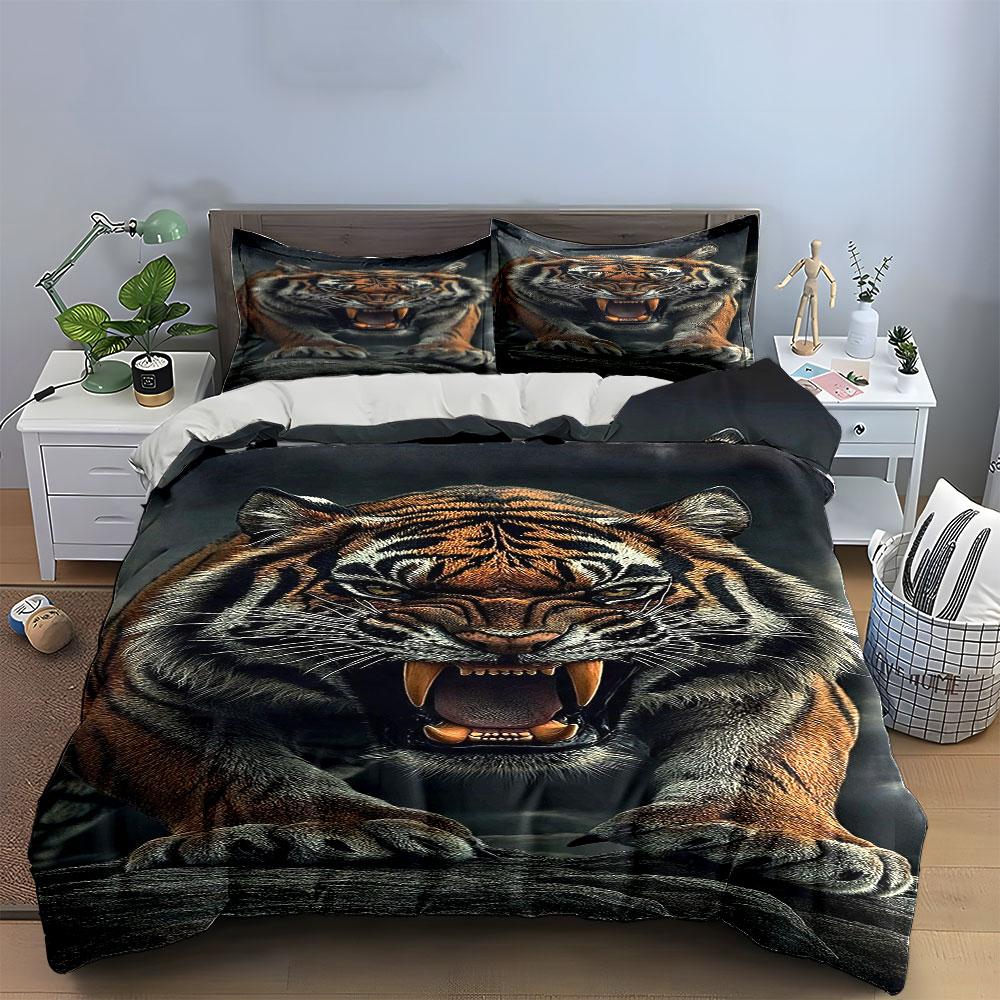 Fierce tiger's bold roar. Bedding sets Duvet covers Pillowcases(1* Duvet Cover 2* Pillowcases without duvet insert)