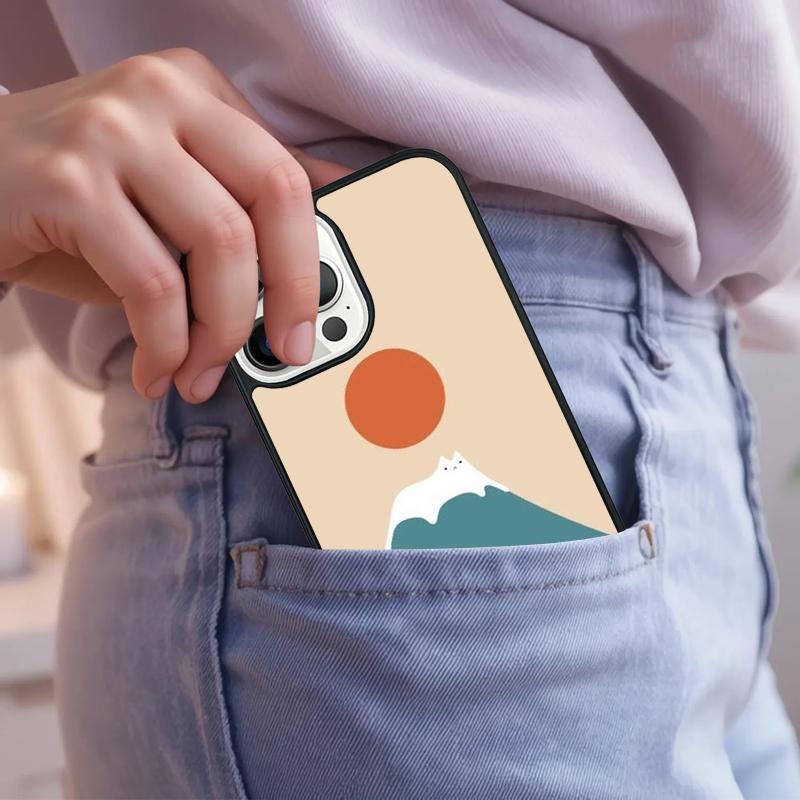 Abstract Cat Mount Fuji Japan Landscape Phone Case For iPhone 17 Air 15 16e 14 13 Pro Max Coque 12 11 Pro Max PLUS cover