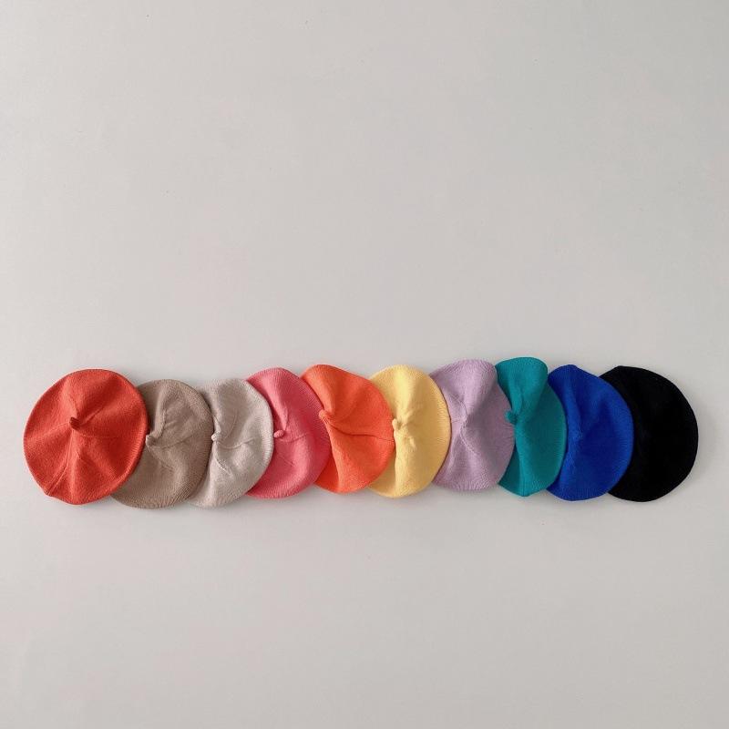 Spring and Autumn Korean Style Candy Colored Versatile Knitted Beret for Boys and Girls Children's Trendy Casual Woolen Hat