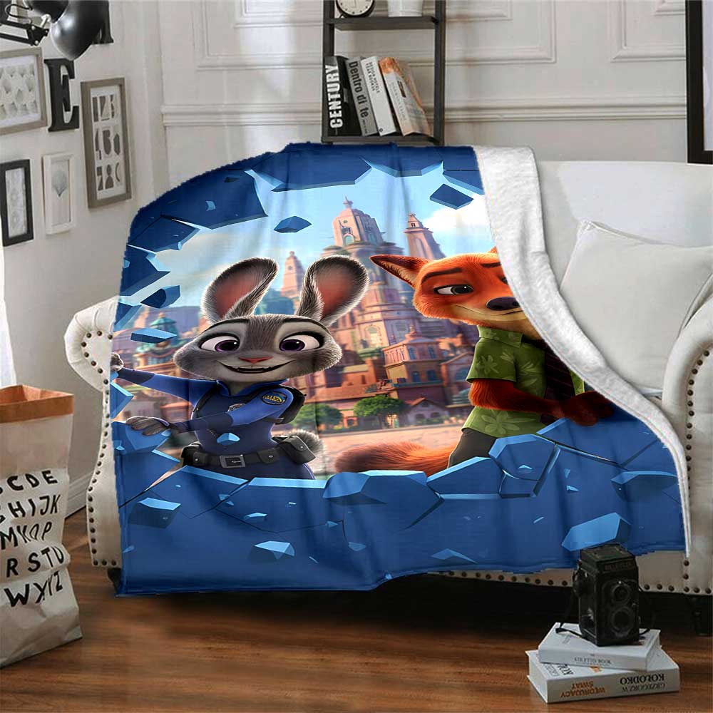 Zootopia Adventure Gift Blanket Warmthful Decor Versatile for Sofa Couch Office Bed Picnics for All Occasions Modern Style Ideal Gift Family Y25