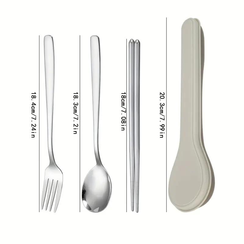 Portable Utensil Set: Stainless Steel Chopsticks, Spoon, Fork in Case for Travel, Students & Corporate Gifts
