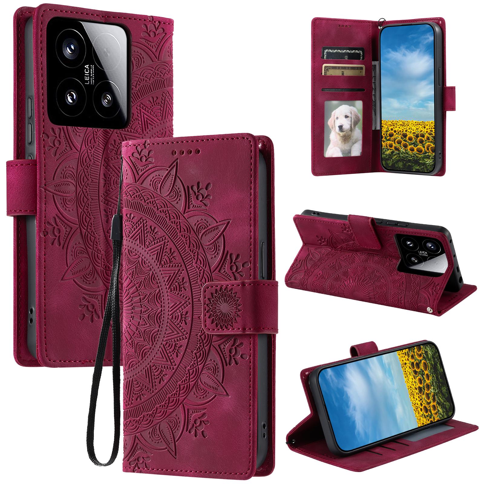 

Style 018 For Xiaomi 15 Case Imprinted Totem Skin Feel Wallet Leather Phone Cover Rose