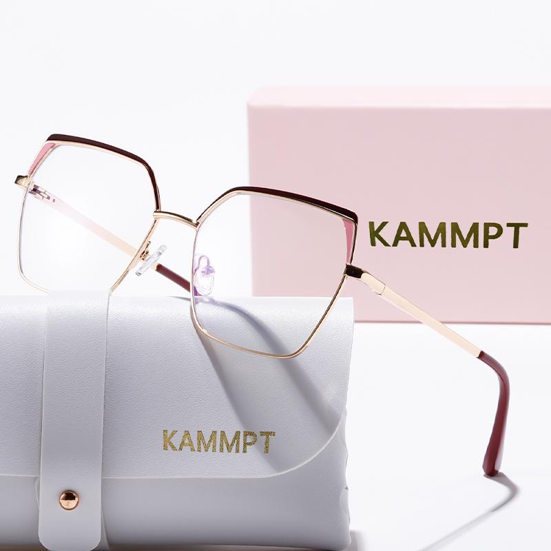 KAMMPT Vintage Square Glasses Women 2024 New Fashion Metal Rim Optical Frames Trendy Luxury Brand Blue Light Blocking Eyeglasses