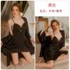 Women's Satin Lace Sheer V Neck Cross Padded Sleep Dress with Robe Lounge Set