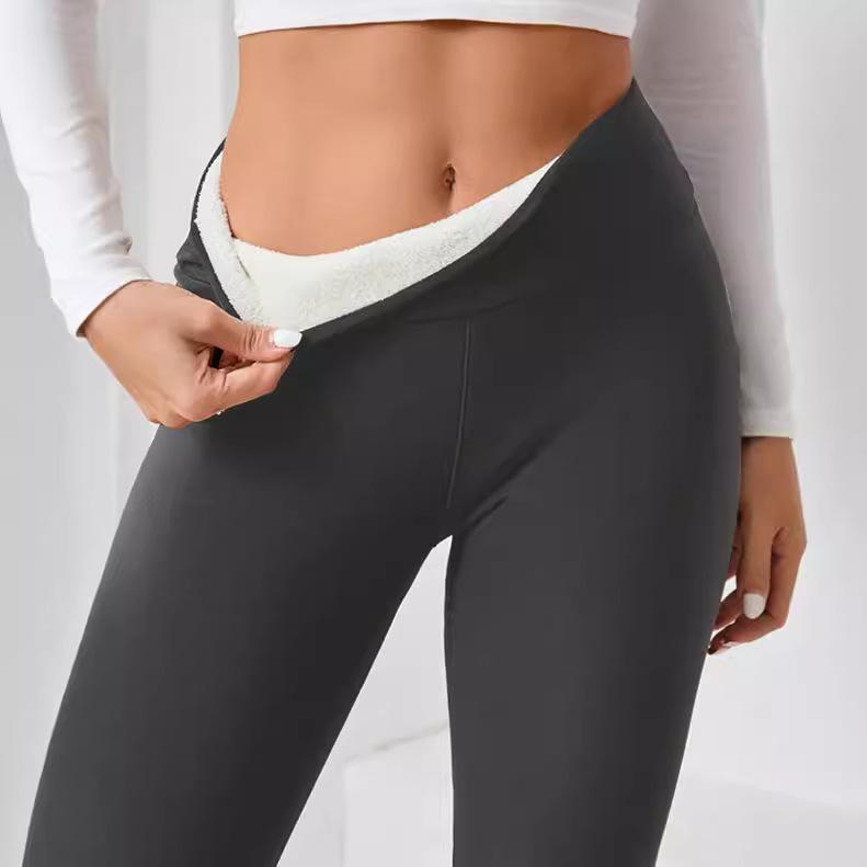 Women's Autumn/Winter High Waist Fleece-Lined Wool Leggings – Velvet, Thick, Warm, Slim Fit.