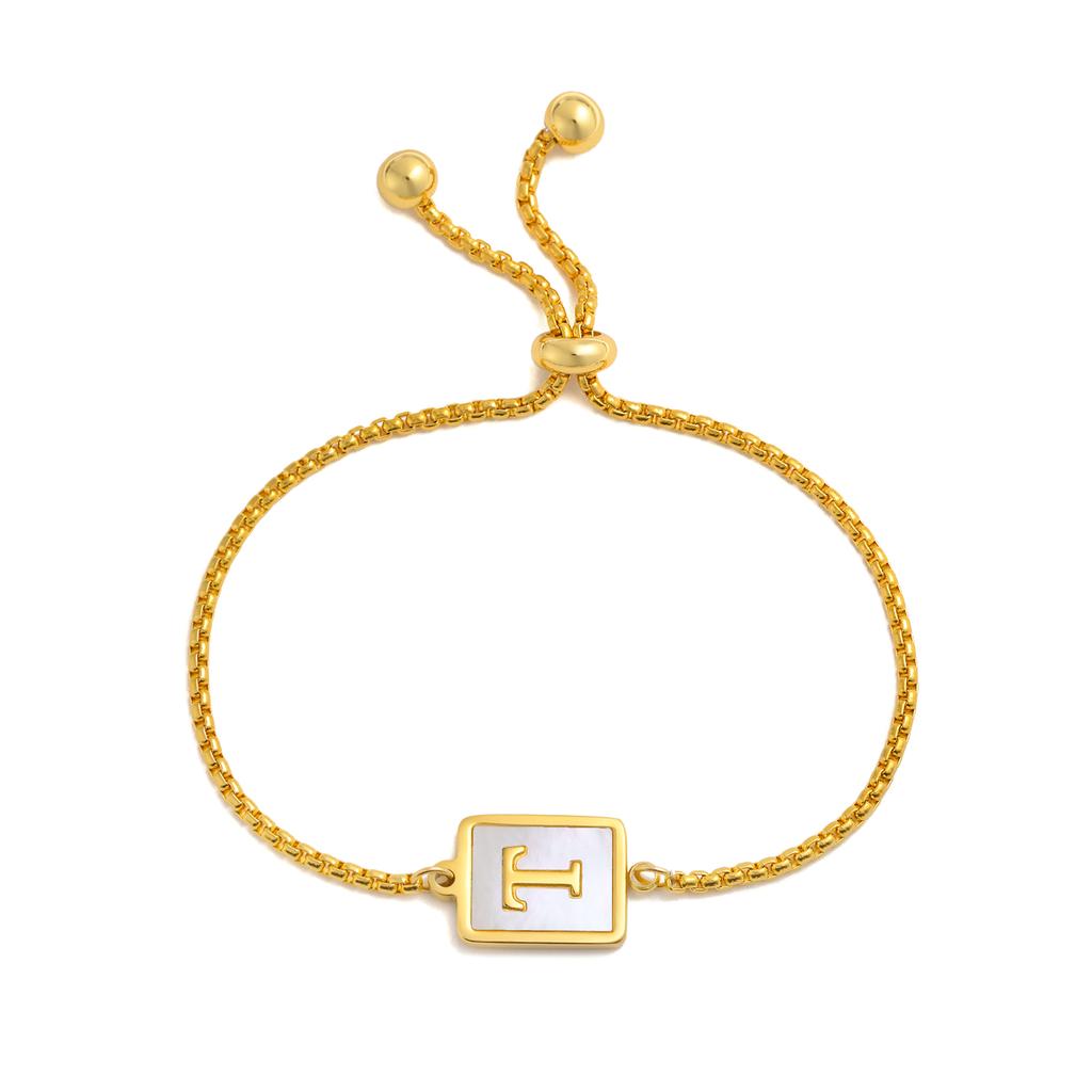 Shell Letter Bracelet,charm Initial Bracelet for Women, Stainless Steel Chain Adjustable Alphabet Jewelry Gifts for Women Girls
