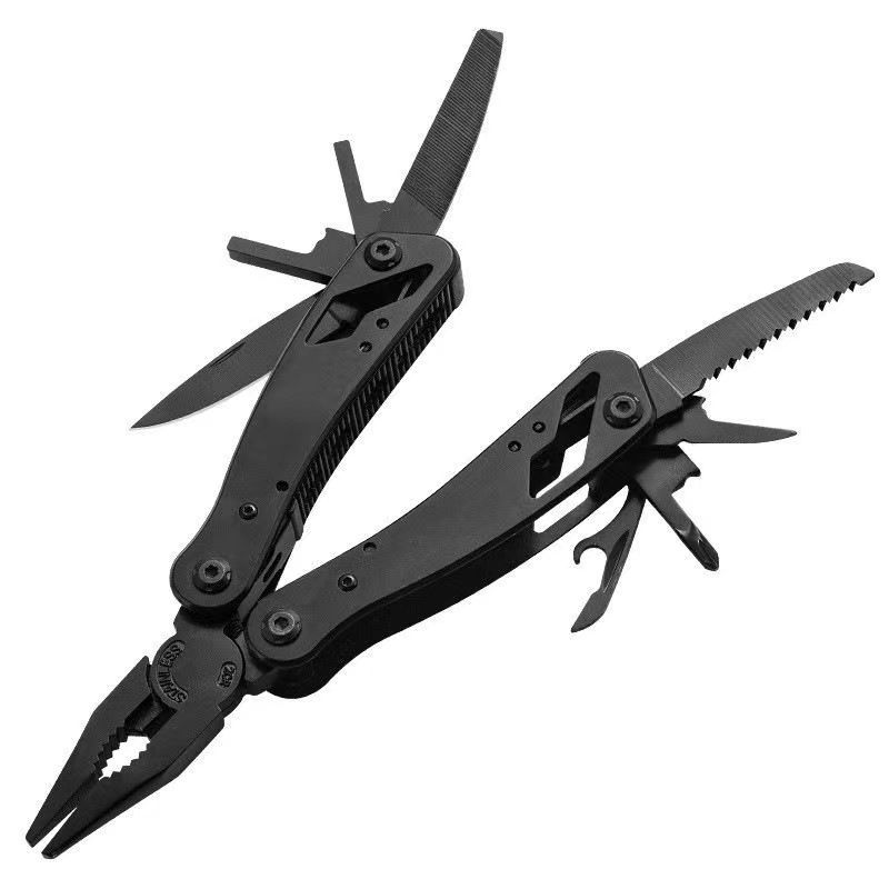 Outdoor Emergency Tool Pliers Stainless Steel Blackened Multifunctional Pliers Portable Camping Folding Knife Pliers Tools