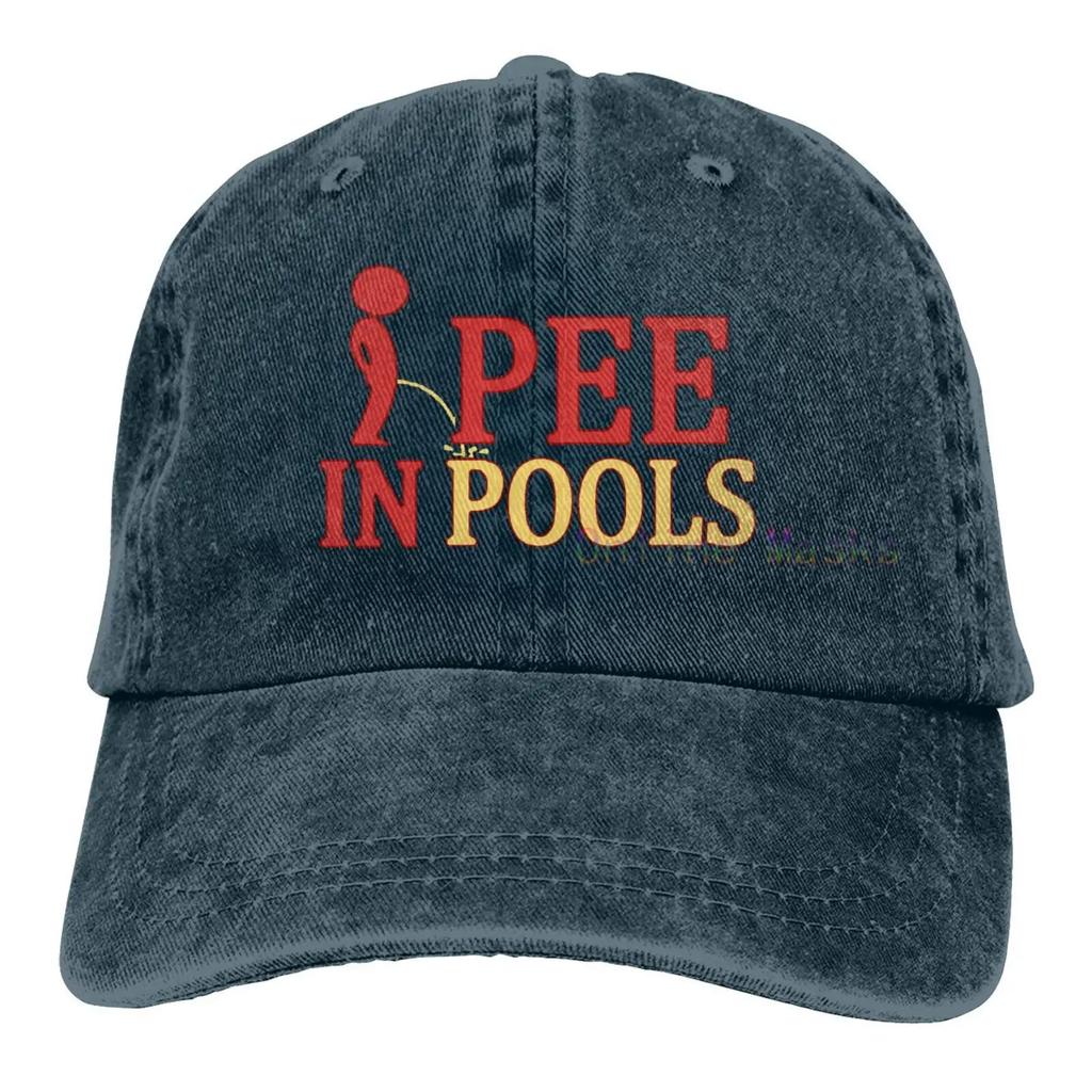 I Pee In Pools Baseball Cap for Unisex Women Unisex Washed Cotton Adjustable Vintage Baseball Dad Hat Trucker