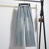 DIMANAF 2026 Autumn New Plus Size Women Casual Loose Denim Jeans Long Pants Blue Lady Bottoms