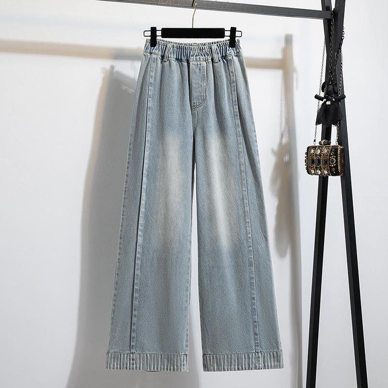 DIMANAF 2026 Autumn New Plus Size Women Casual Loose Denim Jeans Long Pants Blue Lady Bottoms