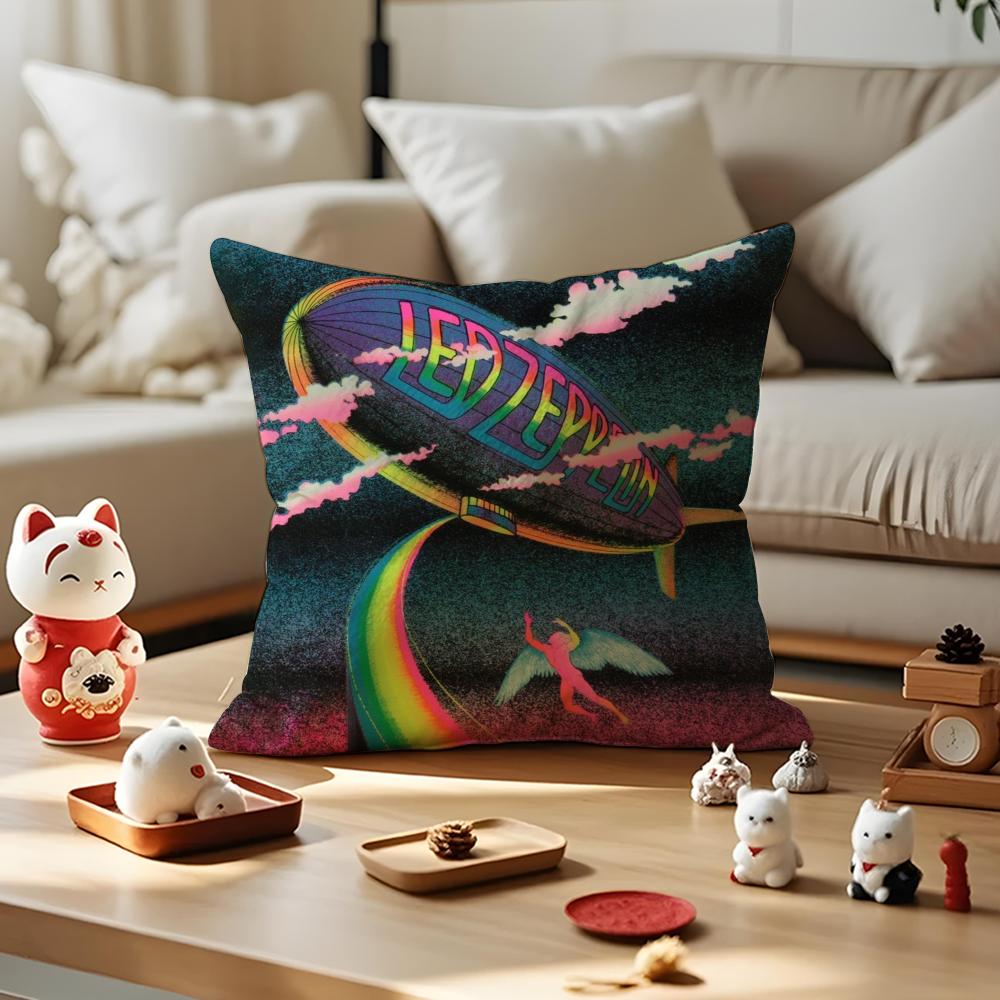 Band LLed ZZeppelin Cushion Cover Silky Short Plush Invisible Zipper Dustproof Sofa Pillow Case for Home Decor