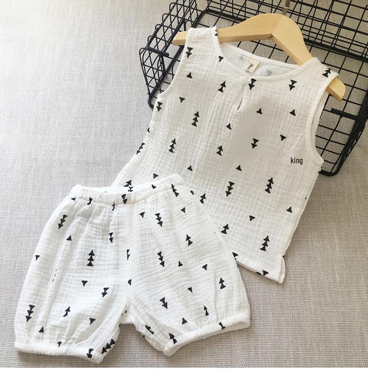 Summer Baby Cotton Gauze Short-Sleeve Two-Piece Set: Lightweight and Breathable for Boys and Girls