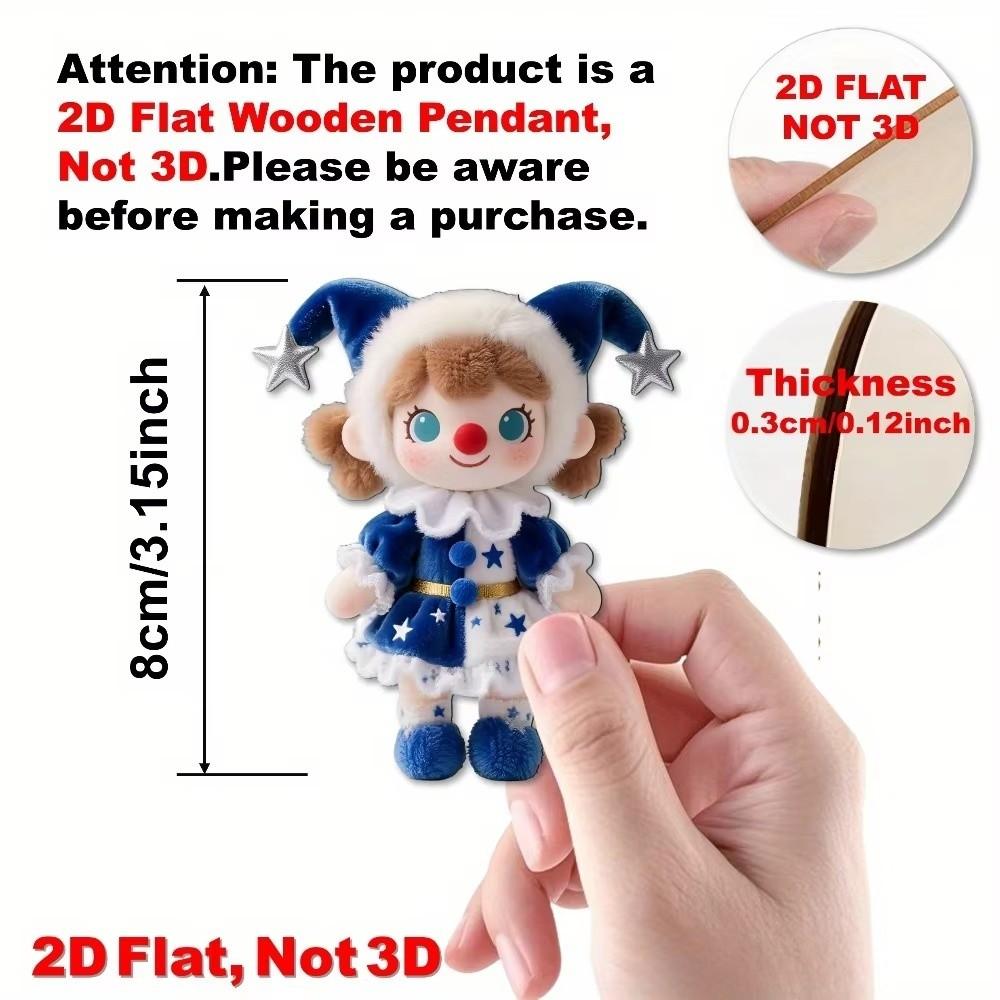 12pcs Colorful Christmas Doll Decoration Wooden Handcrafted Christmas Tree Ornament 2D Flat Traditional Design