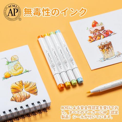 Ohuhu Illustration Markers, Brush Type, Brush & Soft Chisel, 48 Colors, 49-Piece Set, Alcohol-Based, with Blender Pen, Honolulu S Series