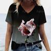 2024 Women T Shirt Summer Floral T-Shirt Plus Size Women's Clothing Oversized Designer Short Sleeve Shirt Women V Neck Blouse