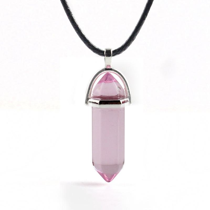 Hermoso Collar de Piedra de Cristal Natural con Colgante Hexagonal Único para Curación