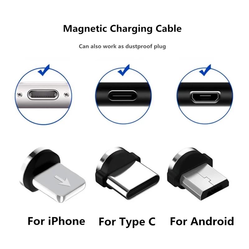 Round Magnetic Cable Tip Micro USB Charging Cable Plug USB Type C Magnet Cable Adapter for Iphone Magnet Charger Adapter