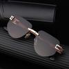 Fashion Brand Oval Women Men Sunglasses Vintage Luxury Design Rimless Metal Ladies Sunglasses Retro Black Eyewear Shades Uv400