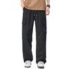 American trendy brand Lyocell large pocket overalls casual pants men's trend loose wide-leg straight elastic waist trousers