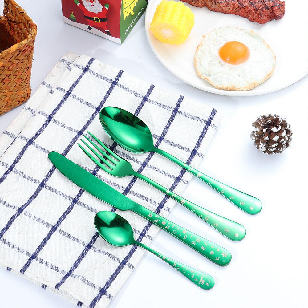 Gabel Löffel Edelstahl Etui Box Utensilien Schneeflocken Druck Weihnachtsgeschirr Sets Besteck