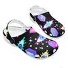 White EVA Clogs with Bright Heart Print, Lightweight Slip On Garden Shoes, Breathable Beach Sandals, Indoor Outdoor Slippers for Men Women
