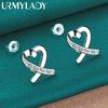 925 Sterling Silver Love Heart Zircon Stud Earrings For Women Wedding Party Fashion Jewelry