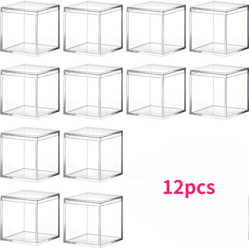 

12pcs Clear Acrylic Storage Boxes with Lids for Jewelry Cosmetics Handicrafts Candies Decorative Boxes 4.5cm Jewelrys Organizers