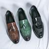 Men’s Loafers Wingtip Dress Formal Patent Leather Shoes Men Green Tuxedo Wedding Blazers Saddle Shoes Large Size