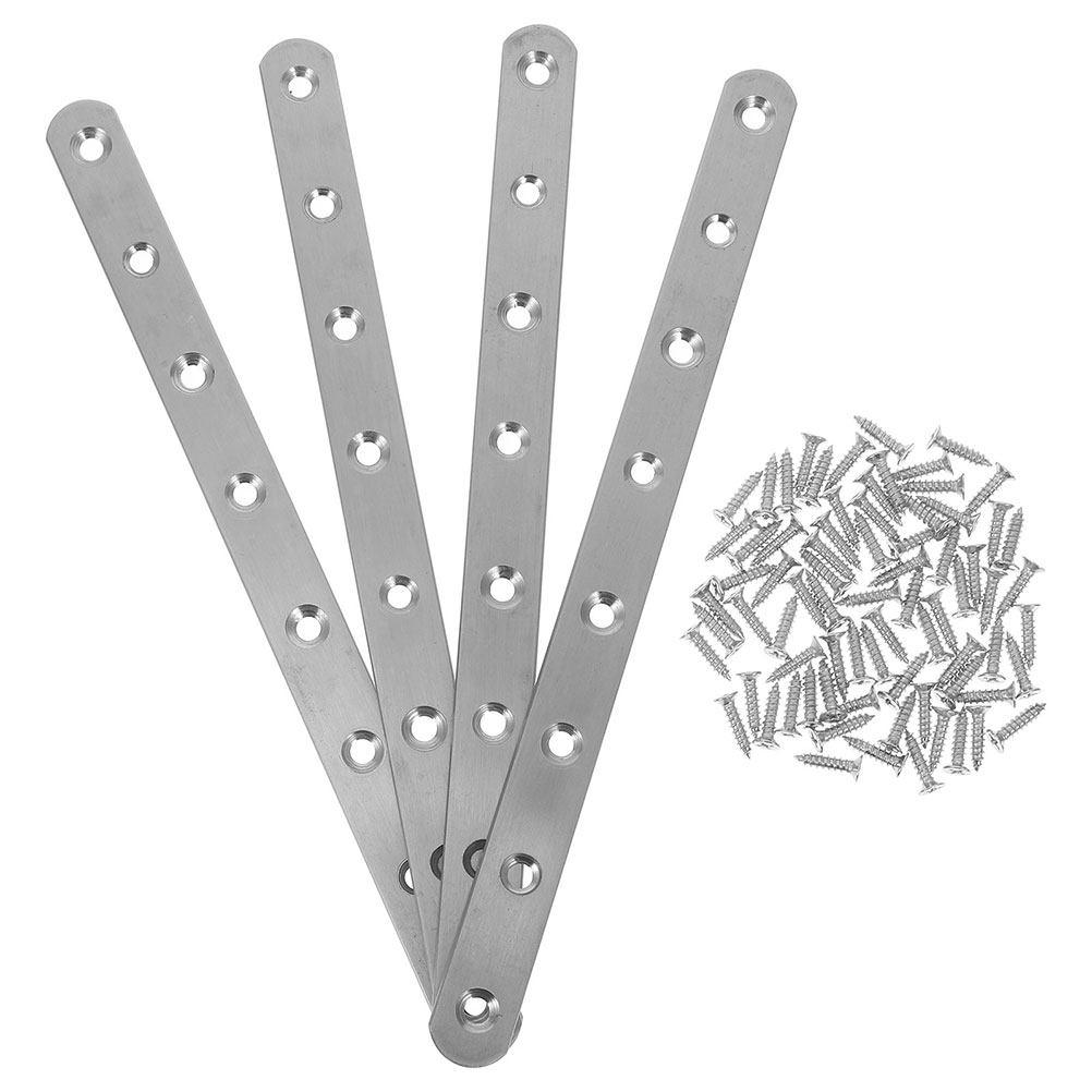 1Set Flat Mending Plate Straight Bracket Stainless Steel 12 Inch Repair Fix Furniture Wood Connection Support Plate Connector