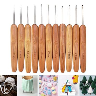 Crochet Hooks Ergonomic Crochet Needles Bamboo Wooden Handle  Crochet Hook Weave Yarn Craft Hand Weave Tool Knitting Needles