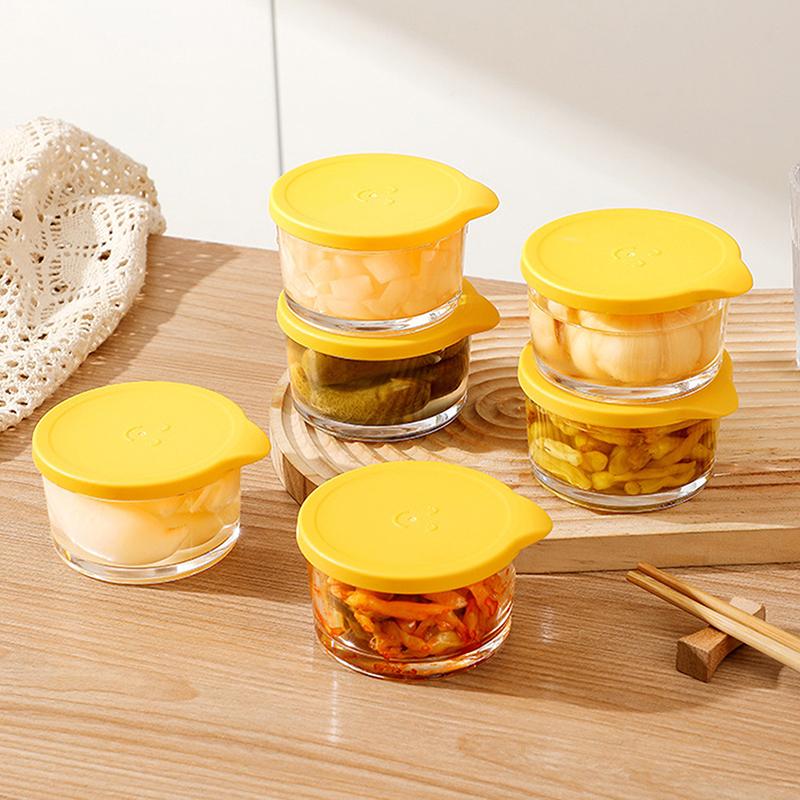 Microwave Safe Round Food Storage Container High Borosilicate Glass Pickle Sealed Jar Refrigerator Fruit Vegetable Storage Jar