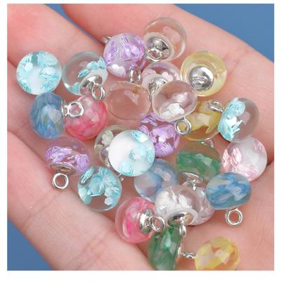 10 pièces boutons ronds en résine paillettes colorées 10mm petits beaux boutons à tige ronde accessoires Cheongsam