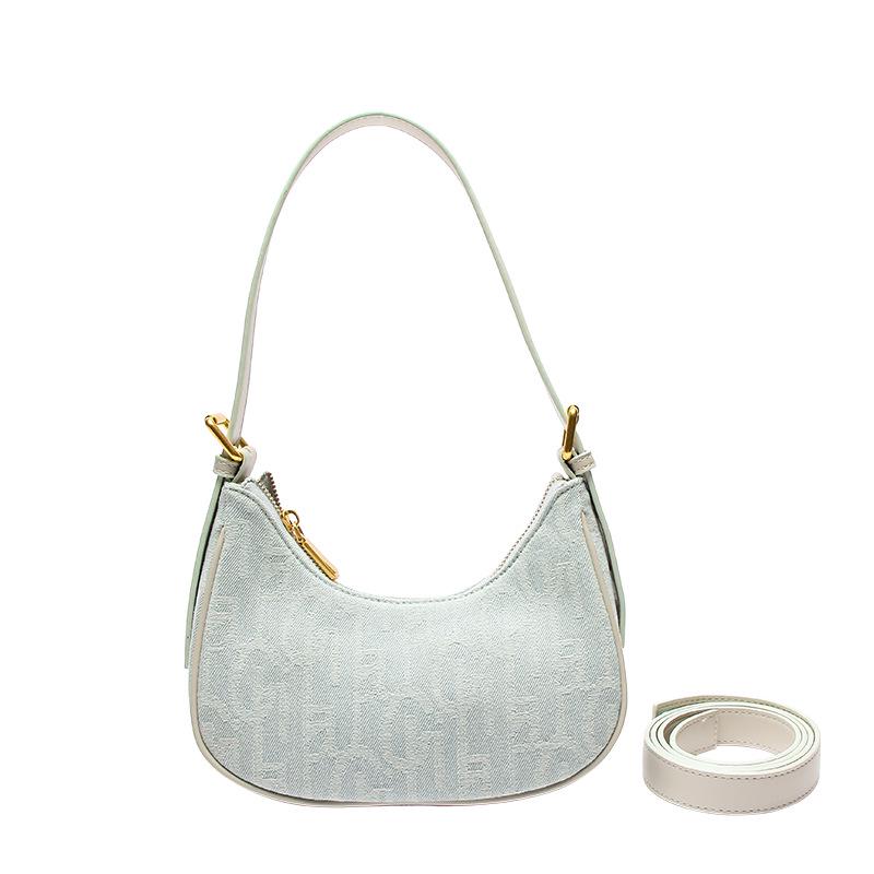 Korean Style PU Denim Women's Underarm Baguette Shoulder Bag - 2021 New Niche Dumpling Design