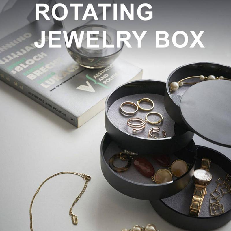 Drehbare mehrschichtige Desktop-Aufbewahrungsbox für Haaraccessoires, Schmuck, Kosmetik mit staubdichtem Deckel