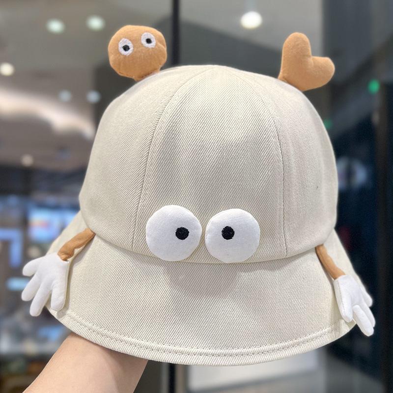 New cute cartoon fisherman hat children spring and summer little monster sunshade sunscreen basin hat shows small face