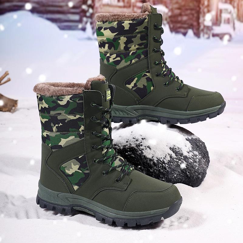 Camouflage Couple Snow Boots: Warm, Cold-Proof, Plus Velvet for Outdoor Hiking and Mountaineering.