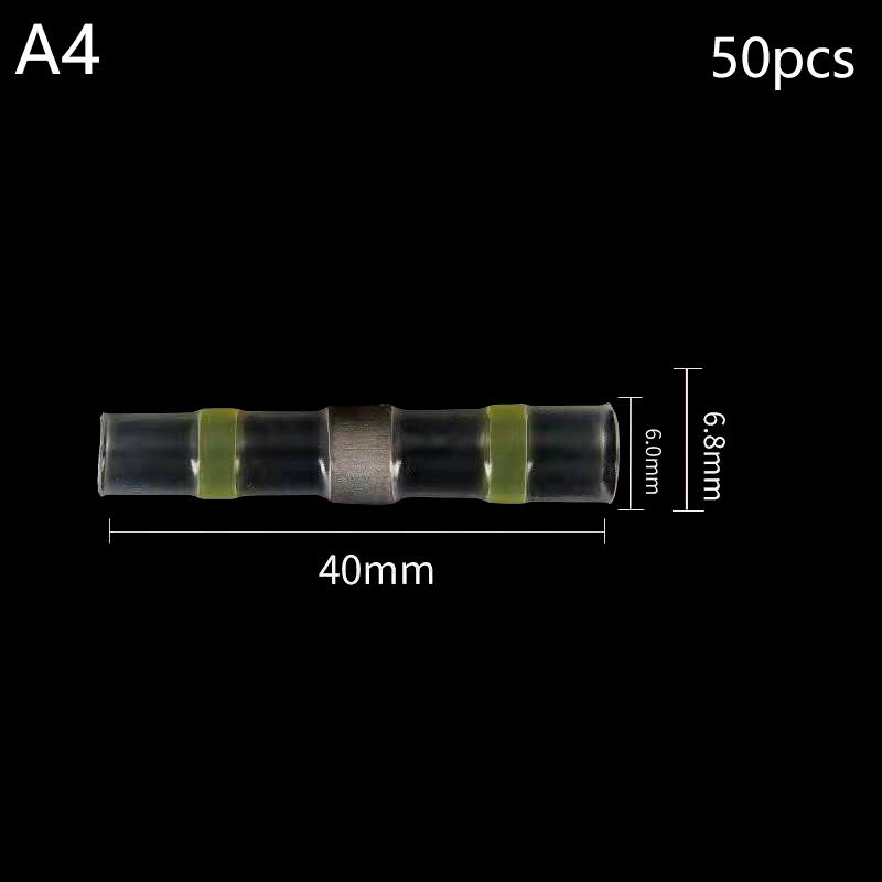 50Pcs Heat Shrink Connectors Sleeve Tube Terminals Electrical Butt Splice Wire Connector Splice Solder Insulated Cable