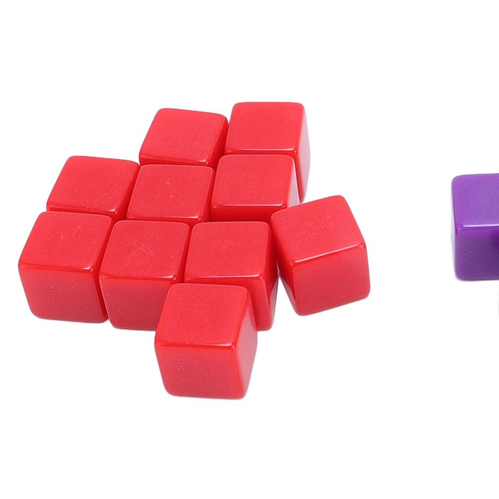 20PCS 16mm Blank Dice Set Plastic Multicolor DIY Cubes Six Sided Dices with Storage Bag for Board Games Red Purple