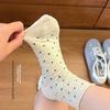 Rolled-edge Polka Dot Summer Women's Thin Breathable Mid-calf Socks, Anti-torn, Bone-free Socks