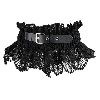 Women Belt Embroidery Lace Splicing Adjustable Fit Wide Elastic Belt Breathable Lace Imitation Leather Waistband Versatile Accessory