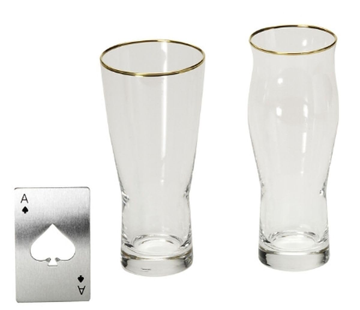 

Pair of Beer Glasses Bottle Opener Set 390ml J-Kitchens & (410ml & Glasses)
