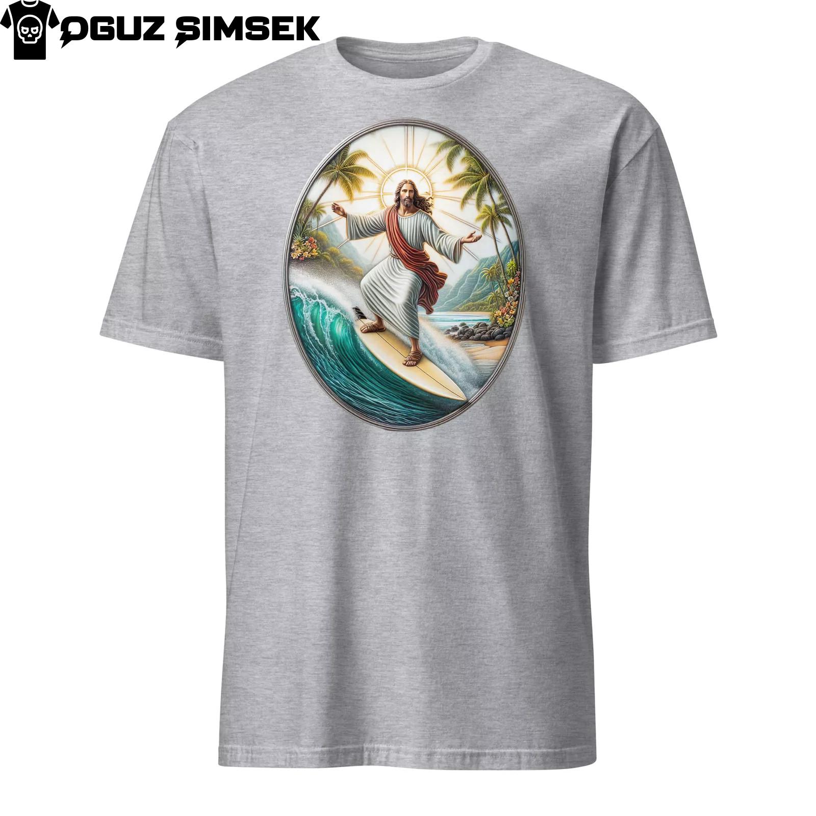 Jesus Christ Surfing T-Shirt Mens Womens Tees Top - Unisex Graphic Tee - Funny Religious Shirt 3XL