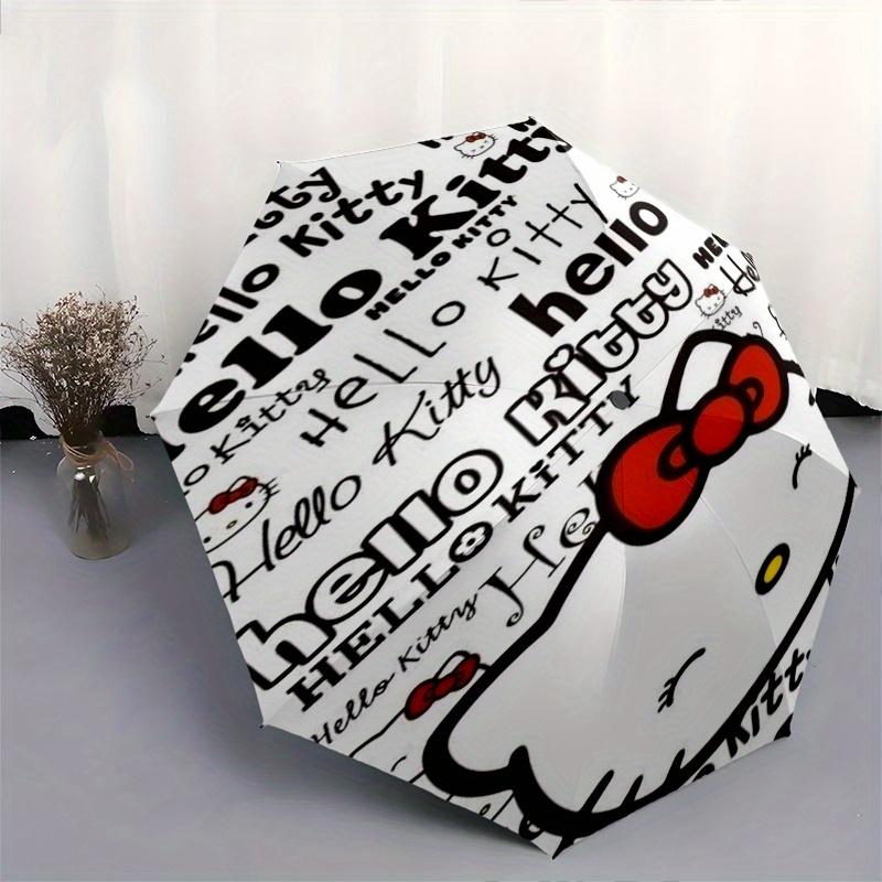 Hello Kitty,Bow Automatic Folding Umbrella-Simple 8-Rib Design, Bright Cartoon Pattern, Durable Iron Frame, Suitable For Travel, Outdoor, Be