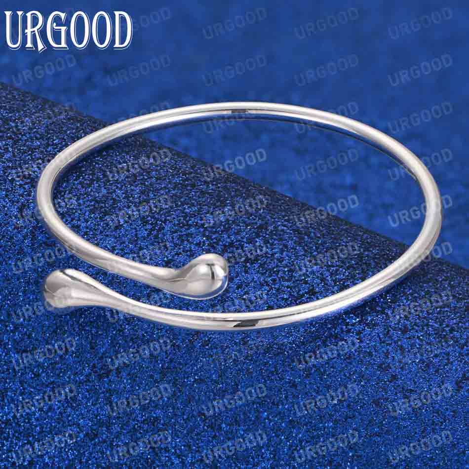 925 Sterling Silver Fashion Jewelry Adjustable Teardrop-Shaped Bangle Wedding Gift