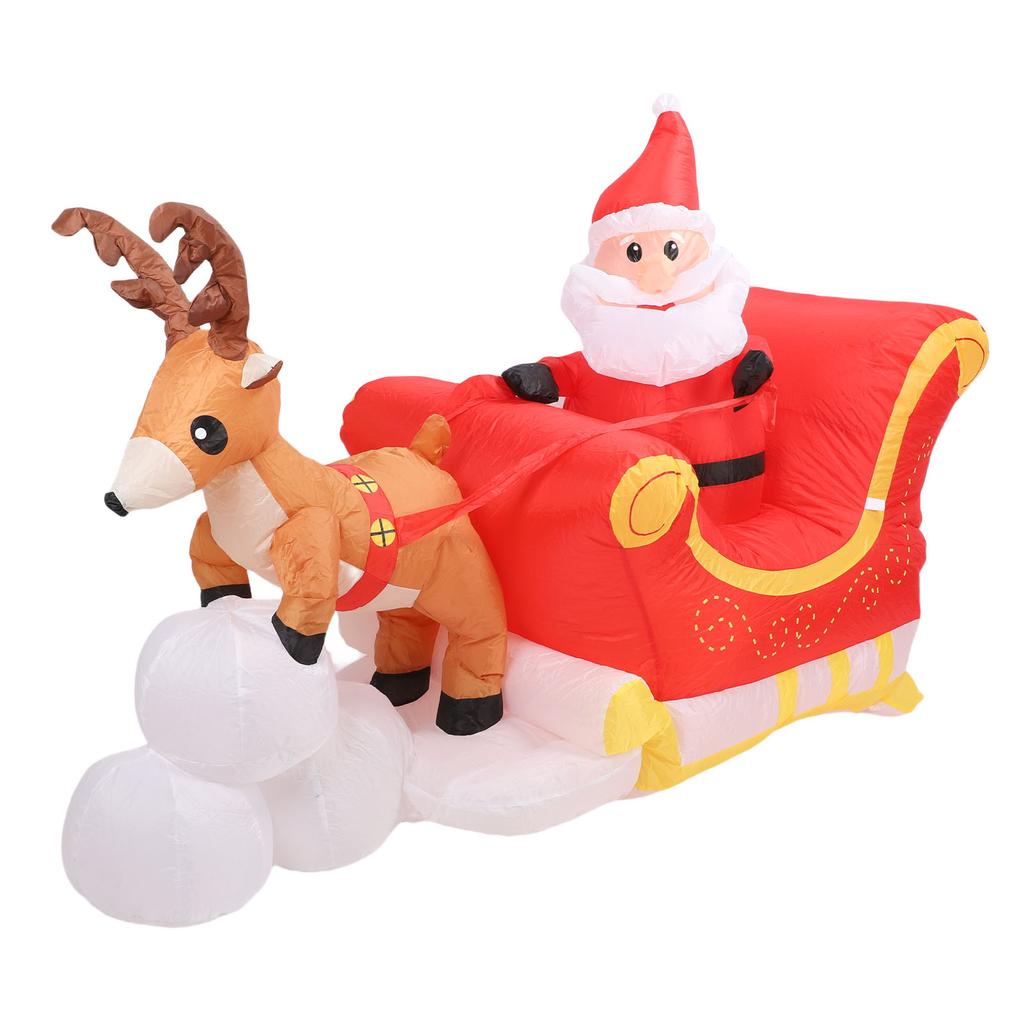 5.9ft Inflatable Decoration Santa On Sleigh Blow Up Reindeer Pulling Santa Sleigh Built in LED Lights for Party Decor