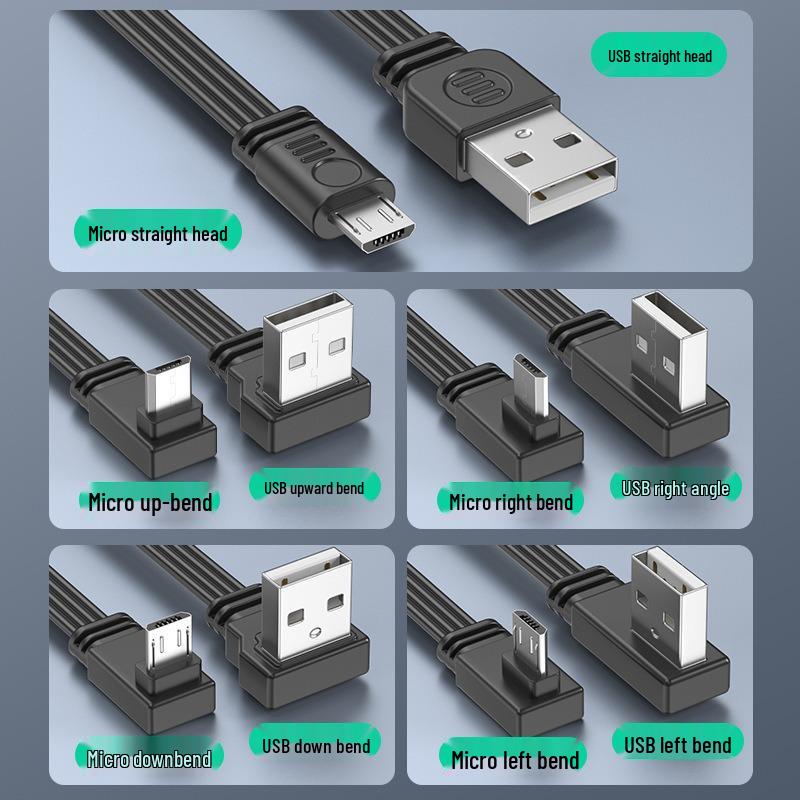 Silicone Flat USB to Micro Charging & Data Cable for Android/Dash Cam