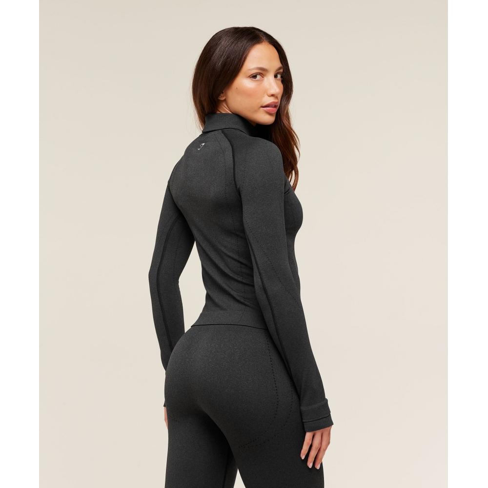 Gymshark Vital Warm Long Sleeve Top Black Marl B4c5t Bbf3