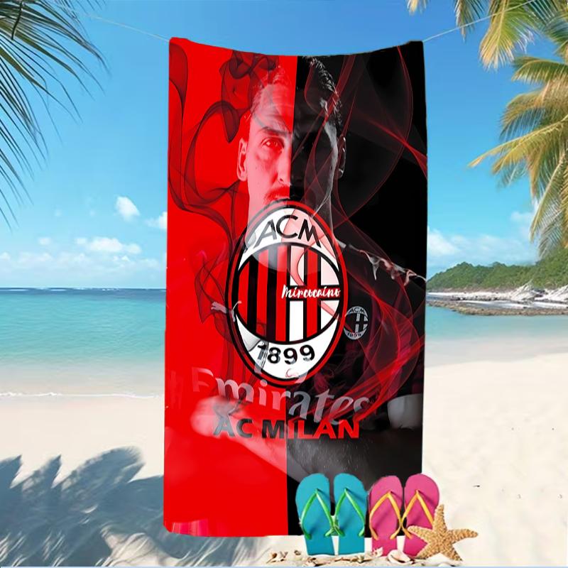 Beach Towel with Associazione Calcio Milan Pattern - soft,absorbent,machine washable Lightweight&Modern,swimming,Travel Essentials