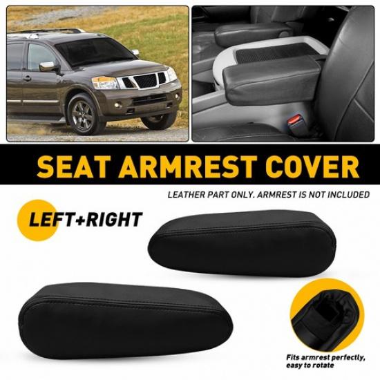 2x Fits 2004-2015 Nissan Titan Seat Armrest Leather Replacement Cover Black EOA